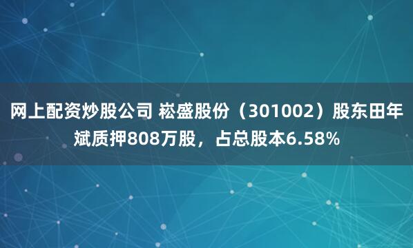 网上配资炒股公司 崧盛股份（301002）股东田年斌质押808万股，占总股本6.58%