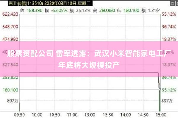 股票资配公司 雷军透露：武汉小米智能家电工厂年底将大规模投产