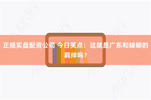 正规实盘配资公司 今日笑点：这就是广东和蟑螂的羁绊吗？