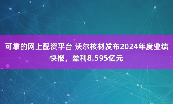 可靠的网上配资平台 沃尔核材发布2024年度业绩快报，盈利8.595亿元